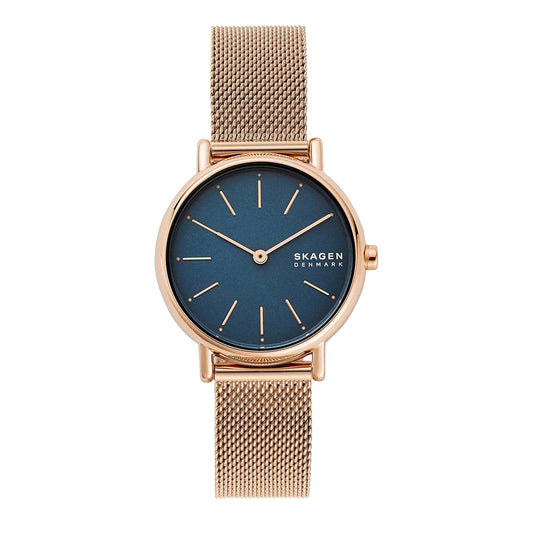 Skagen Stainless Steel Analog Blue Dial Women Watch-Skw2837, Gold Band