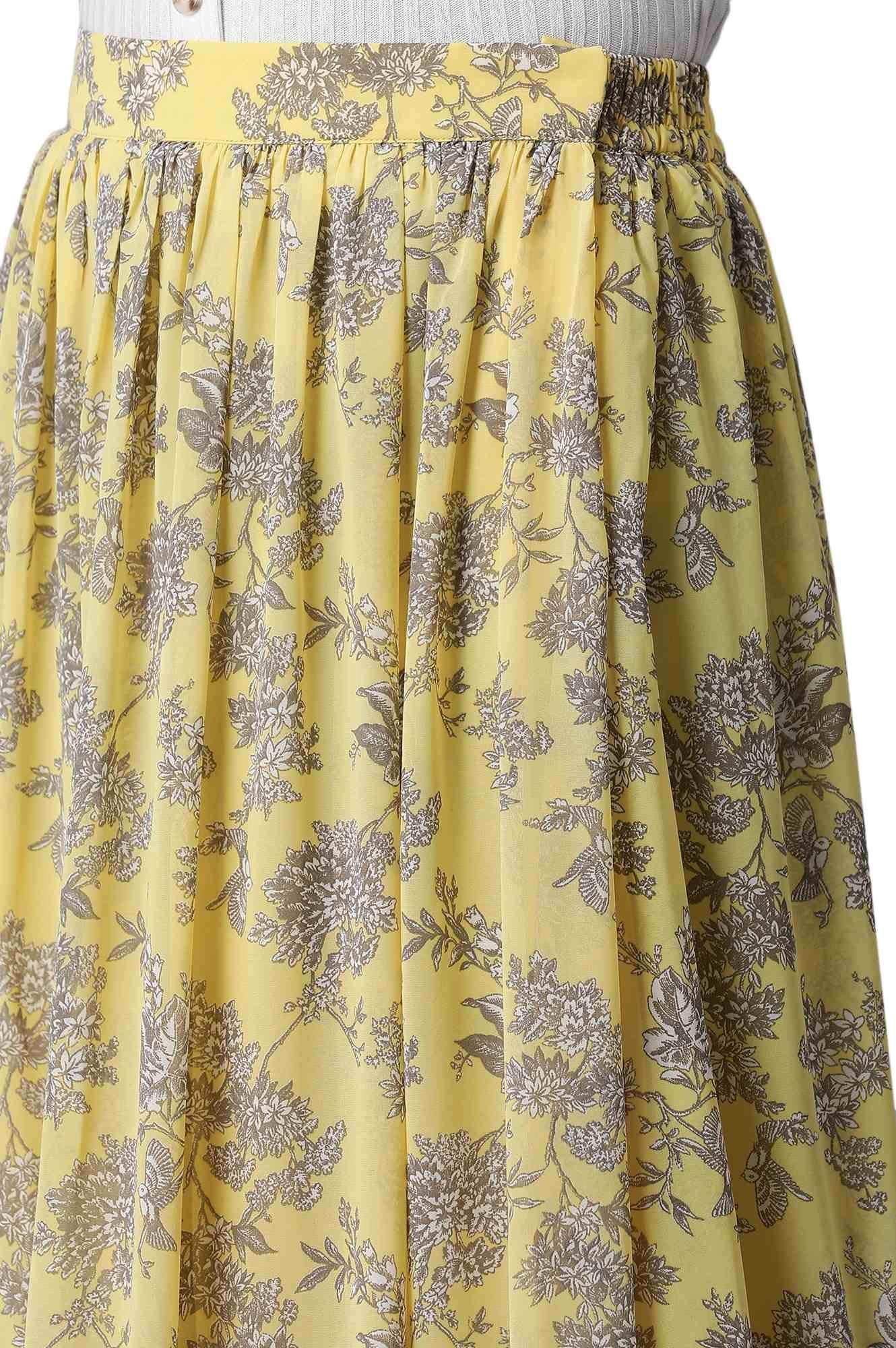W for Woman Yellow Georgette Tiered Skirt_21FEW50302-114057_L