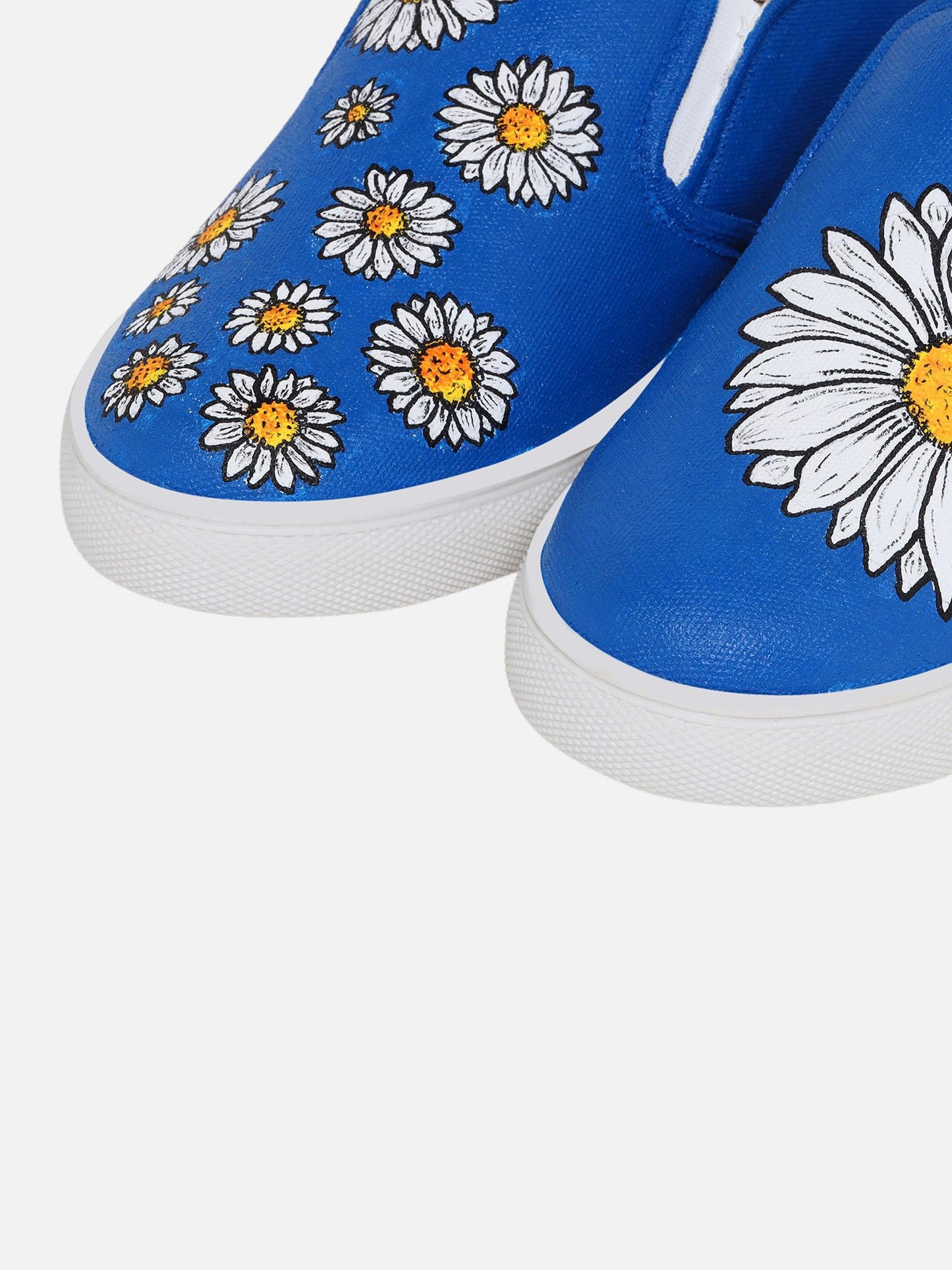 THE QUIRKY NAARI Blue Daisy Slipons with A Floral Touch | Blue