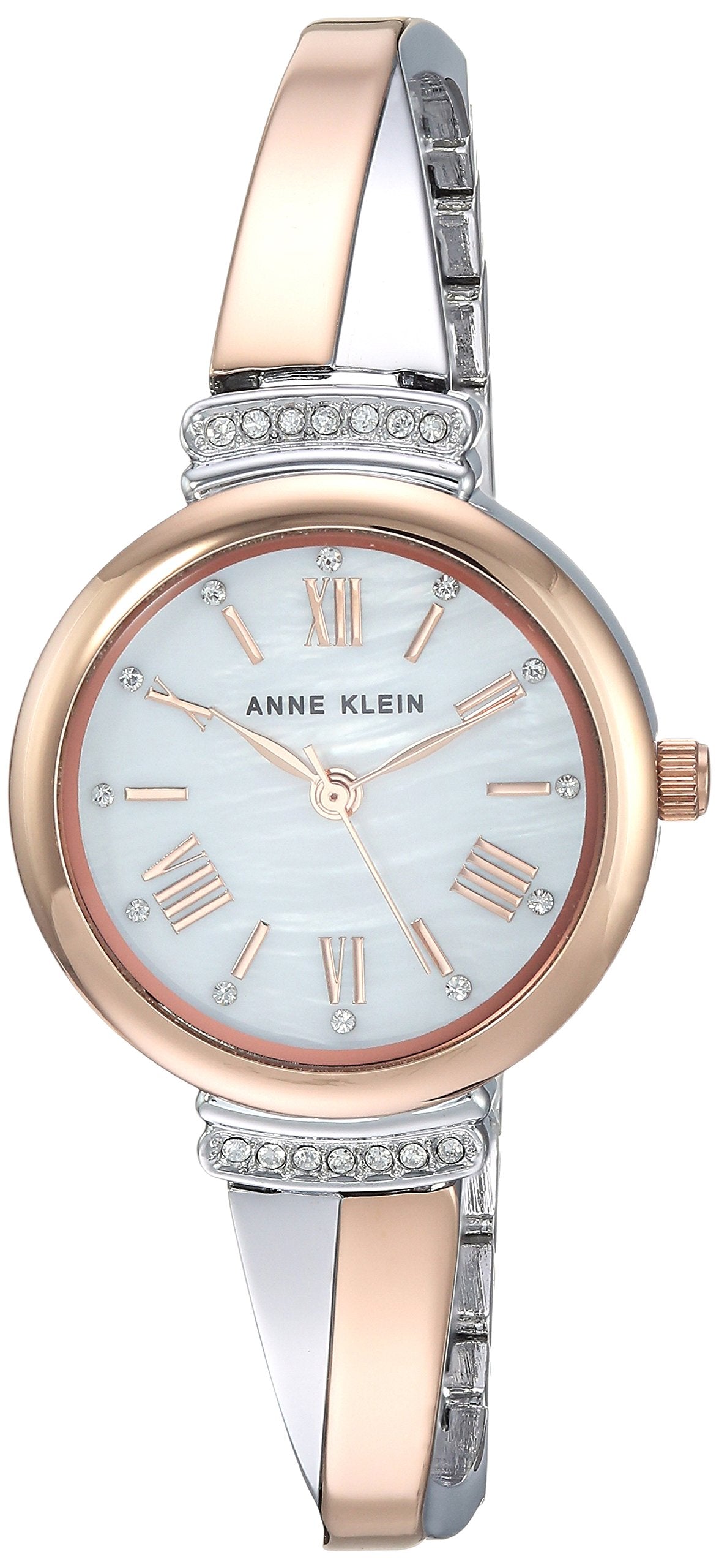 Anne Klein New York Swarovski Crystal Accented Rose Gold-Tone and Silver-Tone Analogue Women's Bangle Watch and Bracelet Set AK/2245RTST