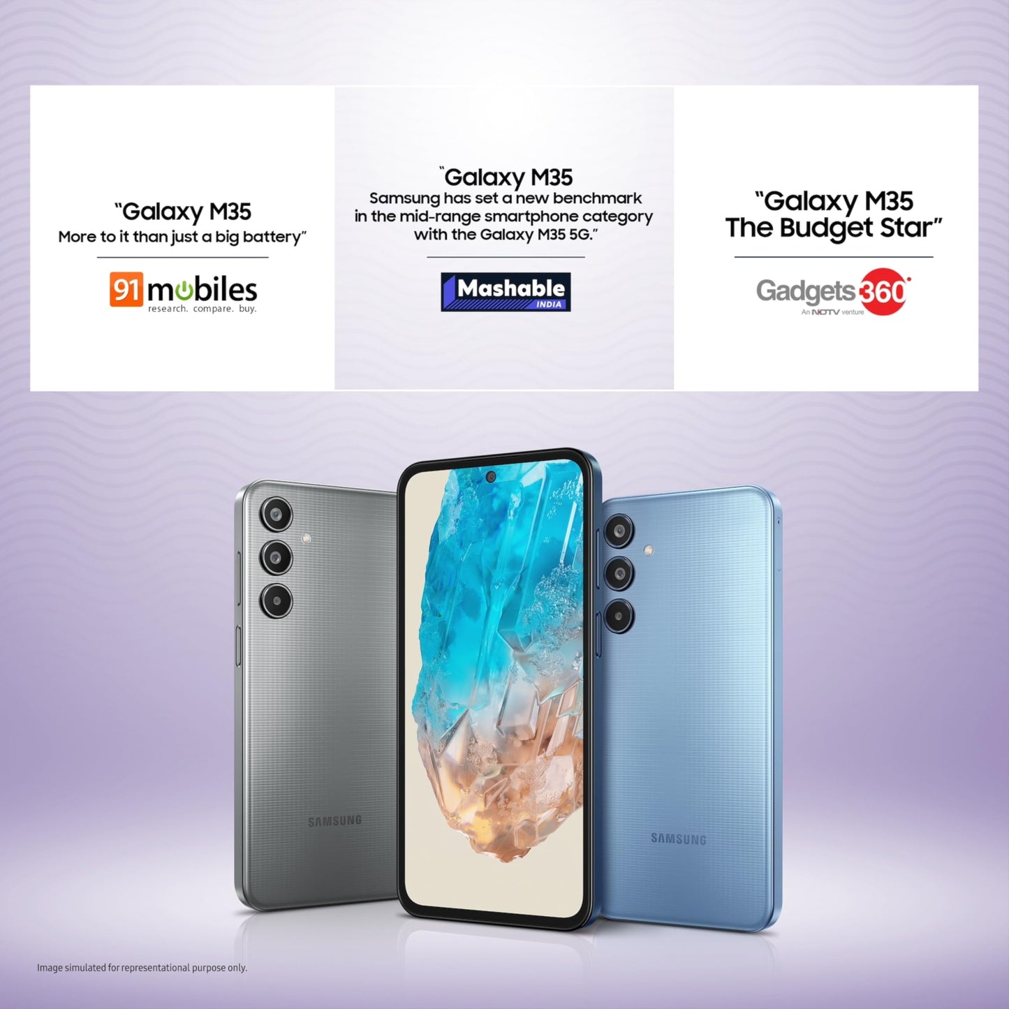 Samsung Galaxy M35 5G (Daybreak Blue,6GB RAM,128GB Storage)| Corning Gorilla Glass Victus+| AnTuTu Score 595K+ | Vapour Cooling Chamber | 6000mAh Battery | 120Hz Super AMOLED Display| Without Charger