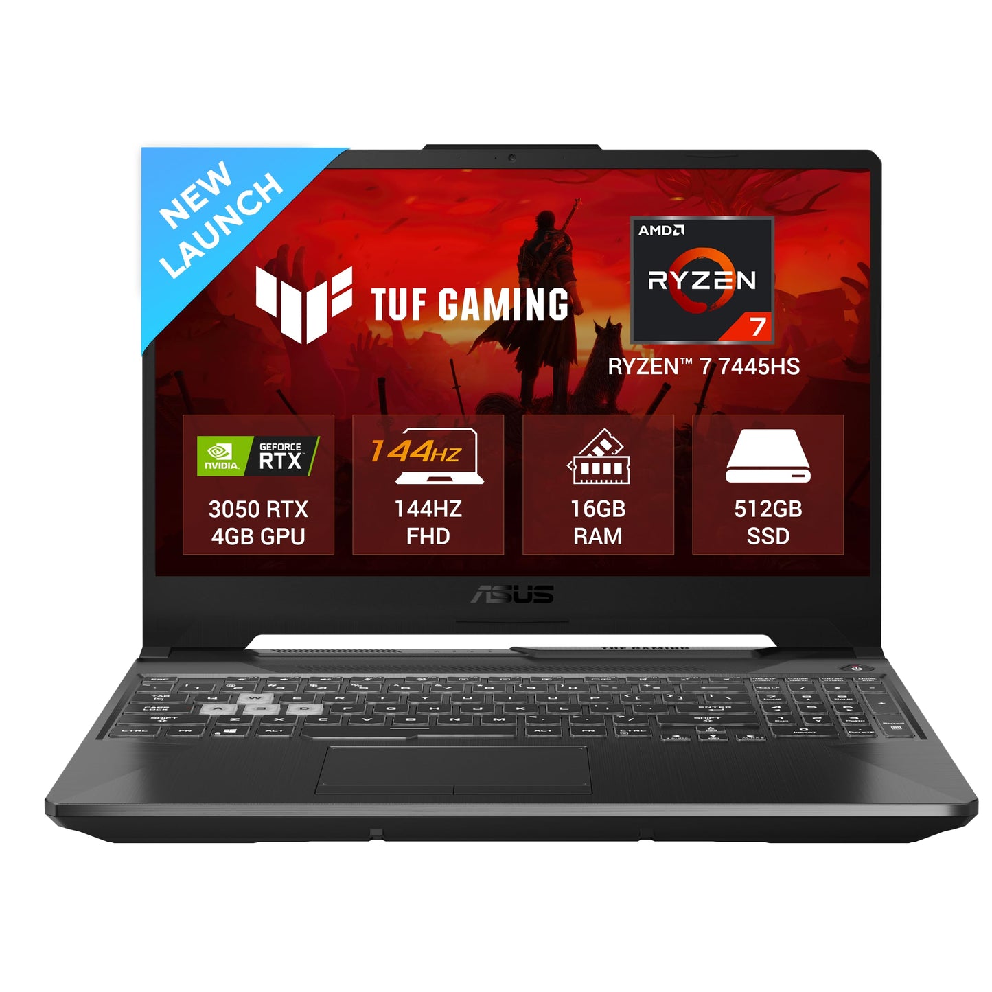 ASUS TUF A15 (2025), AMD Ryzen 7 7445HS, Gaming Laptop(RTX 3050-4GB/75W TGP/16GB RAM/512GB SSD/FHD/15.6"/144Hz/Backlit Keyboard/48Whrs/Windows 11/Graphite Black/2.3 Kg) FA506NCG-HN199W
