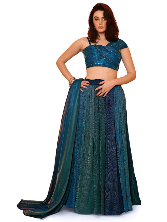PURVAJA Women Polyester Blend Semi-Stitched Lehenga Choli (Liya-Multi_Multicolour_Free Size)
