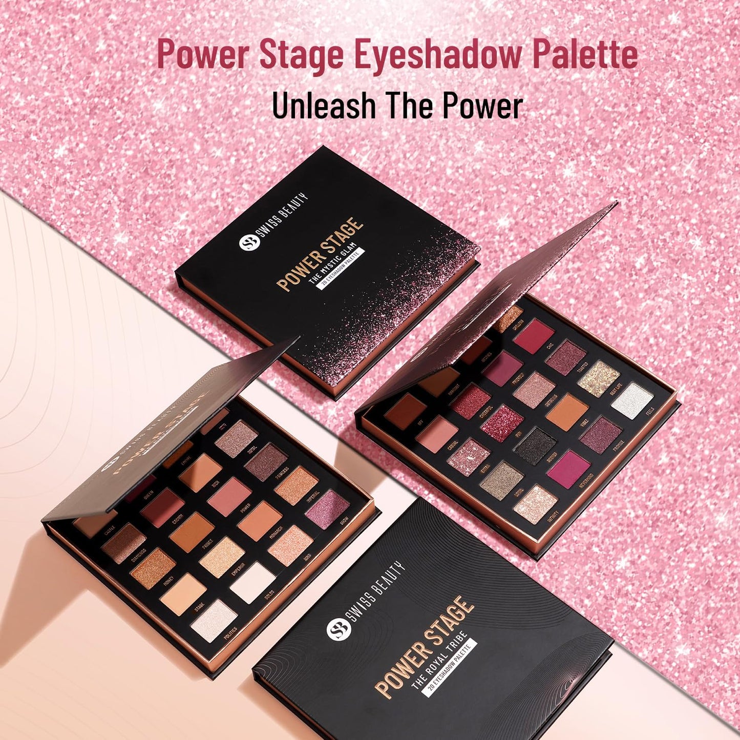 Swiss Beauty Power Stage Eyeshadow Palette with 20 pigmented shades | Blend of Matte and shimmers eye makeup palette | Shade- Mystic Glam, 25g