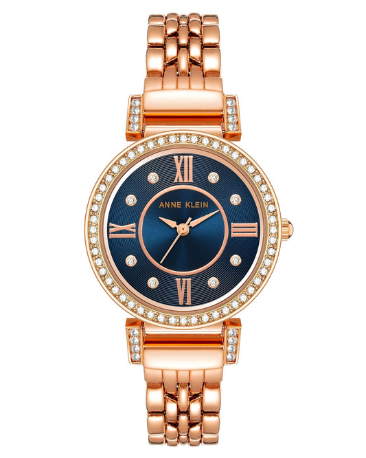 Anne Klein Women's Swarovski Crystal Accented Rose Gold-Tone Bracelet Watch