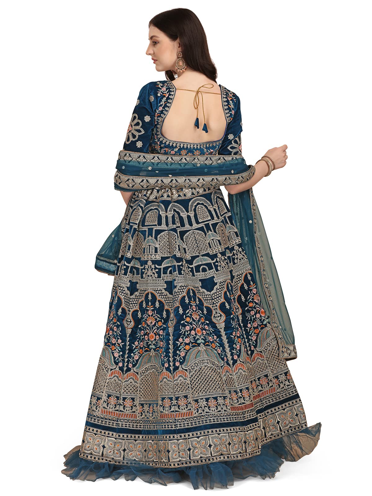 Amrutam Fab Women's Bridalwear Blue Color Sequence & Coding Embroidery Work Lehenga choli (LC-3003)