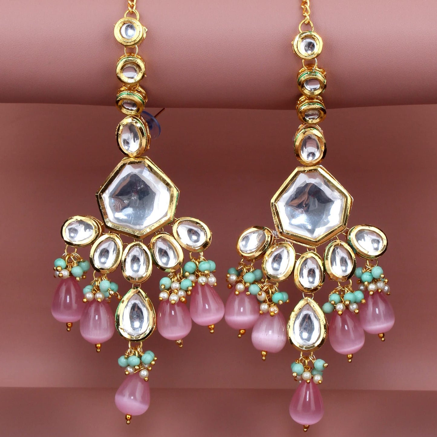 Lucky Jewellery Meenakari 18K Gold plated Multi color Uncut dibbi Kundan Combo Necklace Set