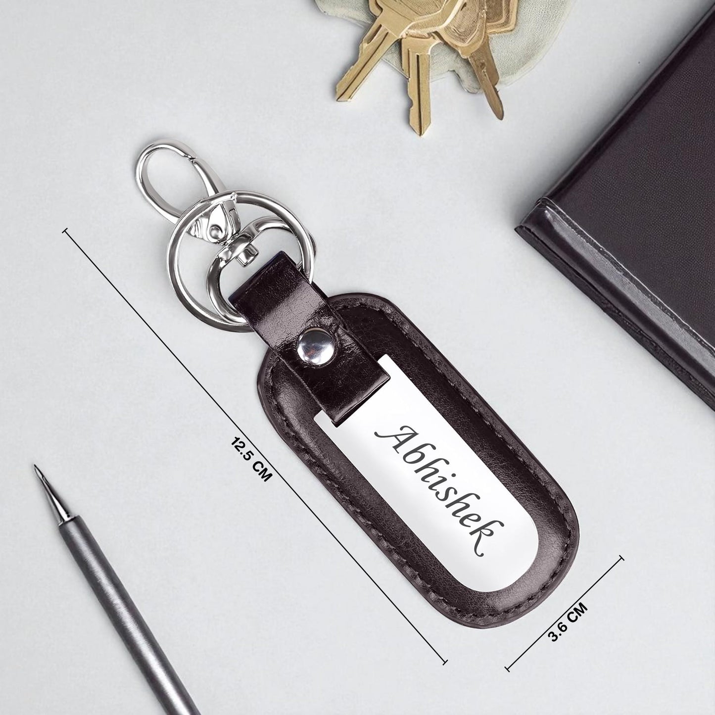 The Wallet Store Personalised Leather Gift Set for Men | Wallet, Reversible Belt, Engraved Pen & Keychain Combo with Name | Premium Gift Box for Birthday & Corporate Gifts (PN03-KC14-BT01-WL15-BRN)