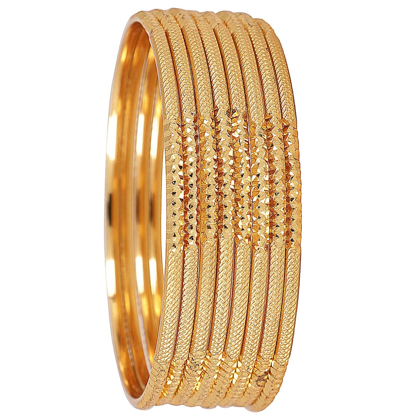 Shining Diva Fashion Set Of 8 Latest Traditional Design One Gram Gold Plated Bangle for Women (Golden) (11712b_2.6)