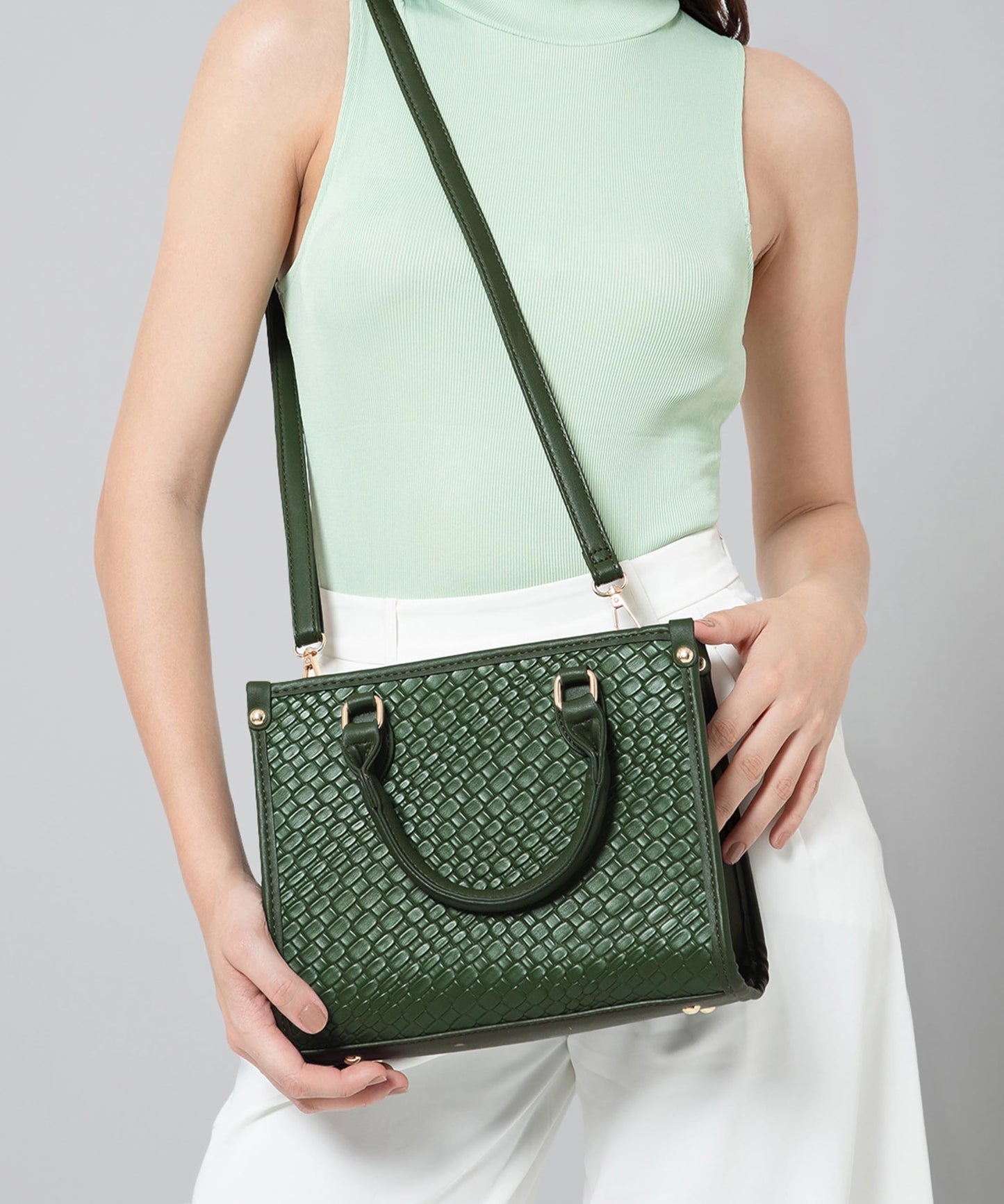 CUCKOOS LONDON Top Handle Bag For Woman Office Bags Handbags Big Size, Trendy Hand Bags for Women Stylish - Ladies Designer Crossbody Satchel Bag for Birthday, Anniversary Gift - ELVIA, Green