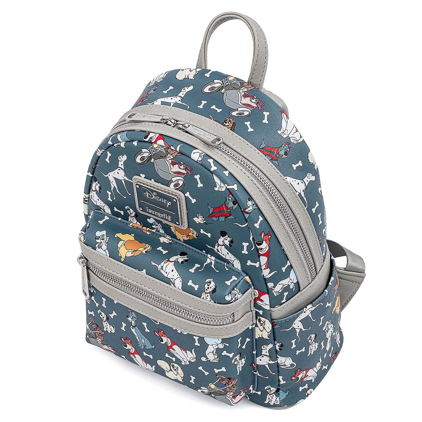 Loungefly Disney Dogs Mini-Backpack Handbag All Over Print Lady Tramp Dalmatians, Grey, Mini