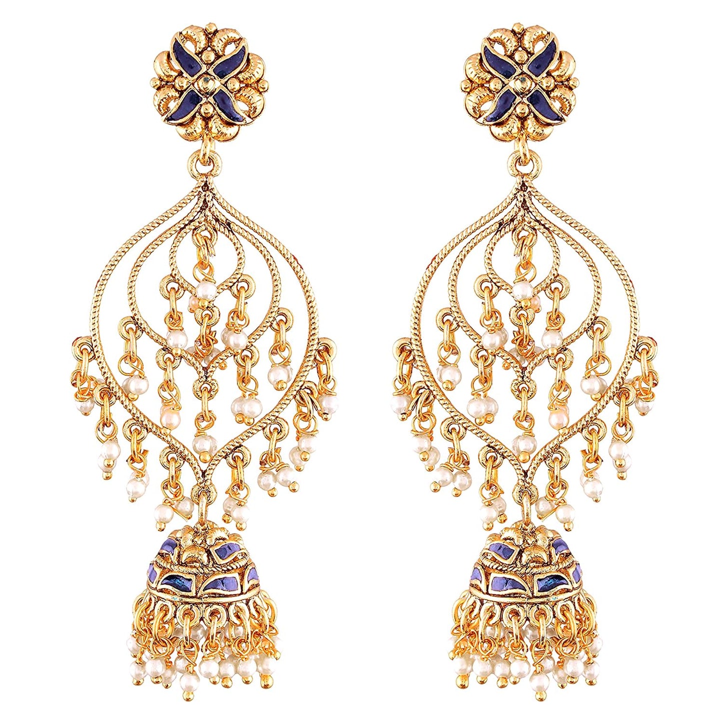 Peora Traditional Jewellery Gold Plated Pearl Jhumki Earrings for Women Girls