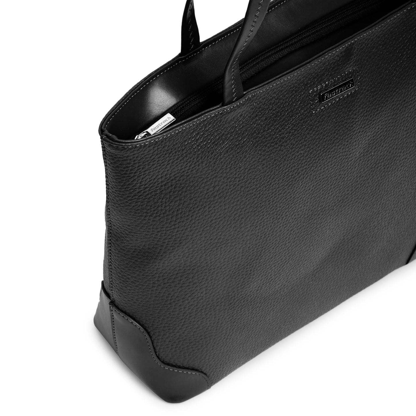 Fastrack Stylish Textured Tote Bag for Women | Trendy Casual Bag for Ladies, Women, Girls | Everyday College Bag Made of Faux Leather (Black)