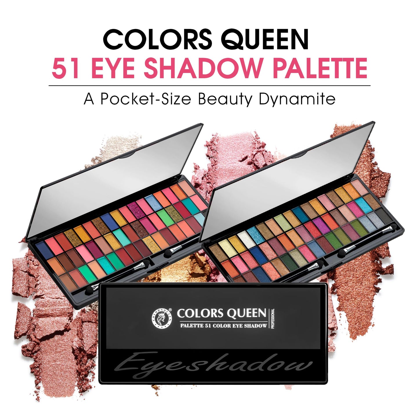 Colors Queen Ultra Pigmented 51 Colors Eyeshadow Palette with Brush | Easy to Blend, Long Wearing Eye Makeup Palette | Eyeshadow Palette with Shimmery Shades (Multicolor - 02)