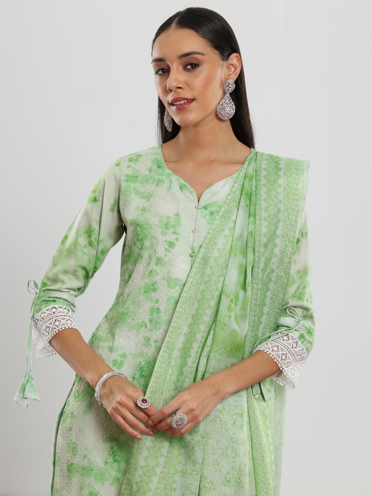 Libas Women's Cotton Blend Kurta Set (35376_Green