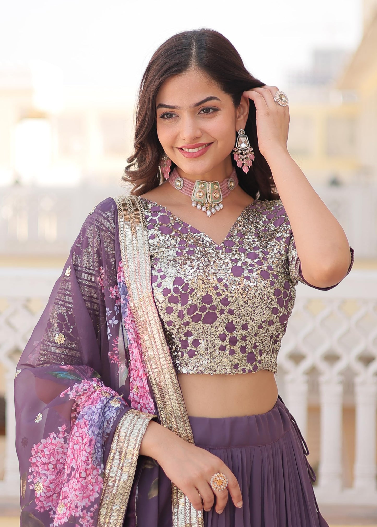 Fashion Basket Georgette Stiched Lehenga Set for Women