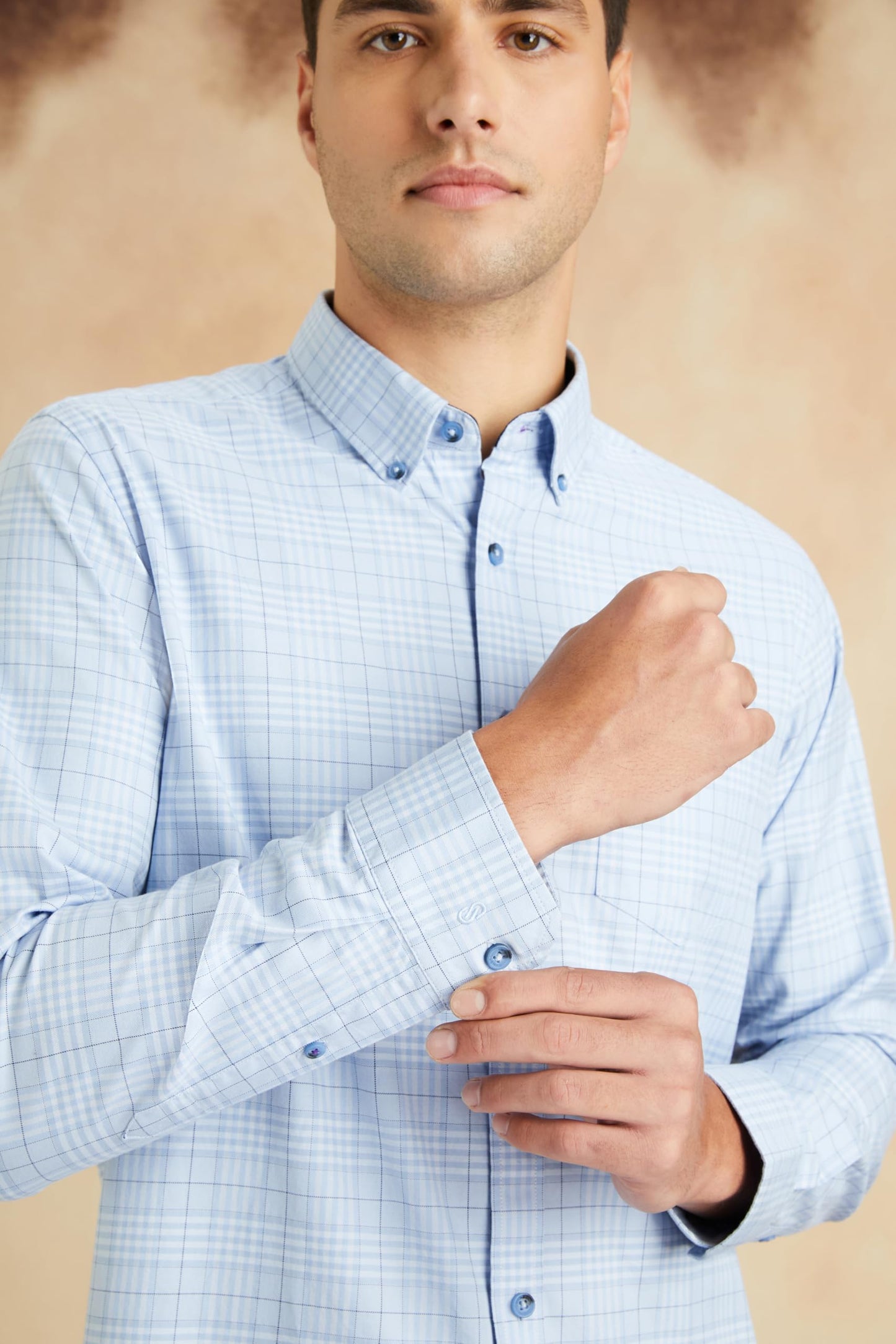 Symbol Premium Men's Stylish Checkered Buttondown Casual Shirt - Regular Fit | Plain | Full Sleeve | Cotton Semi Formal Wear (Available in Plus Size) (Sky Blue_Large)