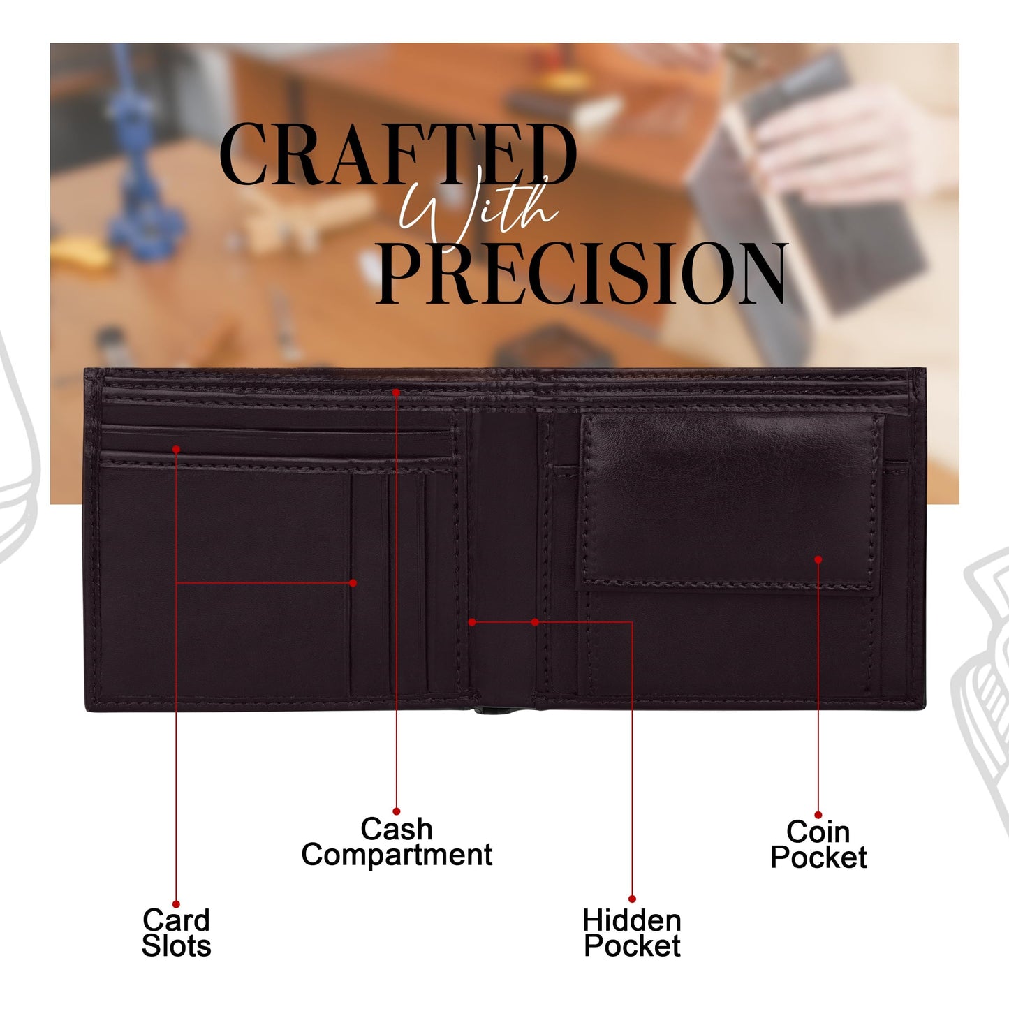 The Wallet Store Personalised Leather Gift Set for Men | Wallet, Reversible Belt, Engraved Pen & Keychain Combo with Name | Premium Gift Box for Birthday & Corporate Gifts (PN03-KC14-BT01-WL15-BRN)
