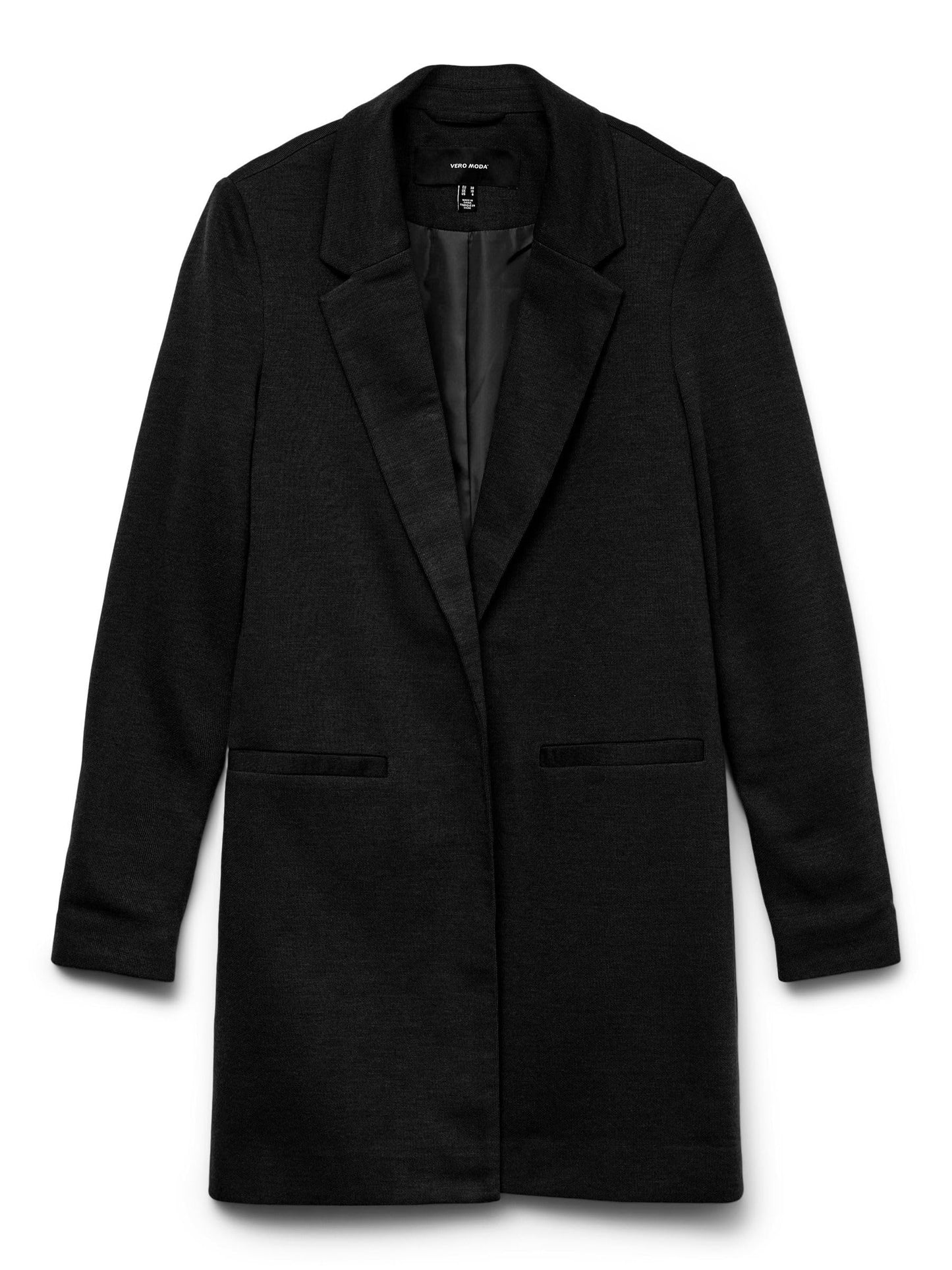 VERO MODA Women Solid Black Polyester Regular Fit Single Breasted Blazer