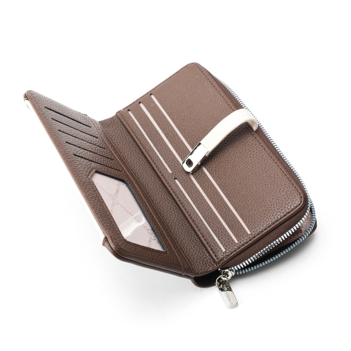 Lino Perros Womens Faux Leather Avril Dual Tone Coffee Functional Wallet