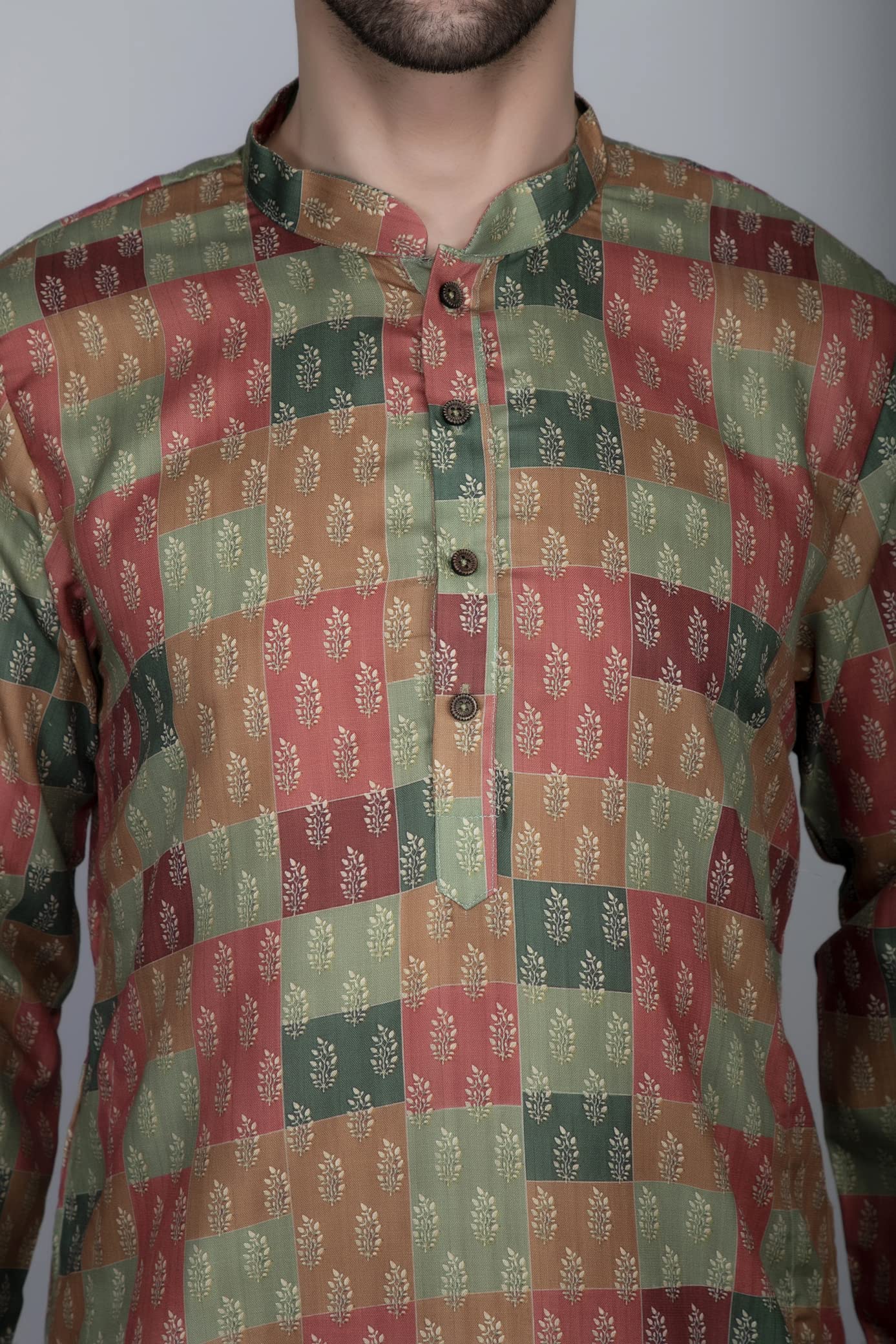 Ethluxis Men's Cotton Blend Printed Kurta Set (38, Multi)