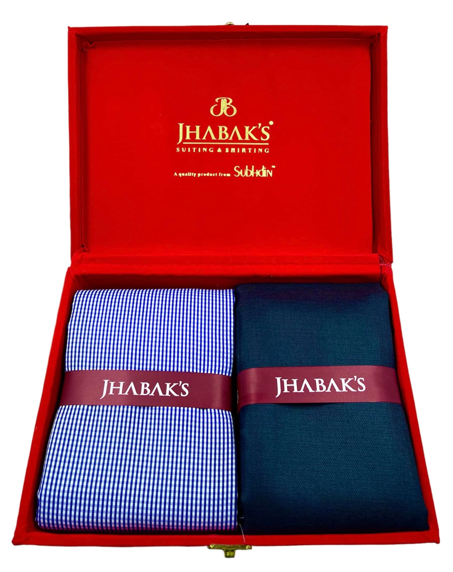 JHABAK'S Checkered Shirt and Trouser Fabric 20 - Polycotton Material - 2.25m Shirt Cloth - 1.20m Pant Piece for Men (Very Small Blue and White Checks)
