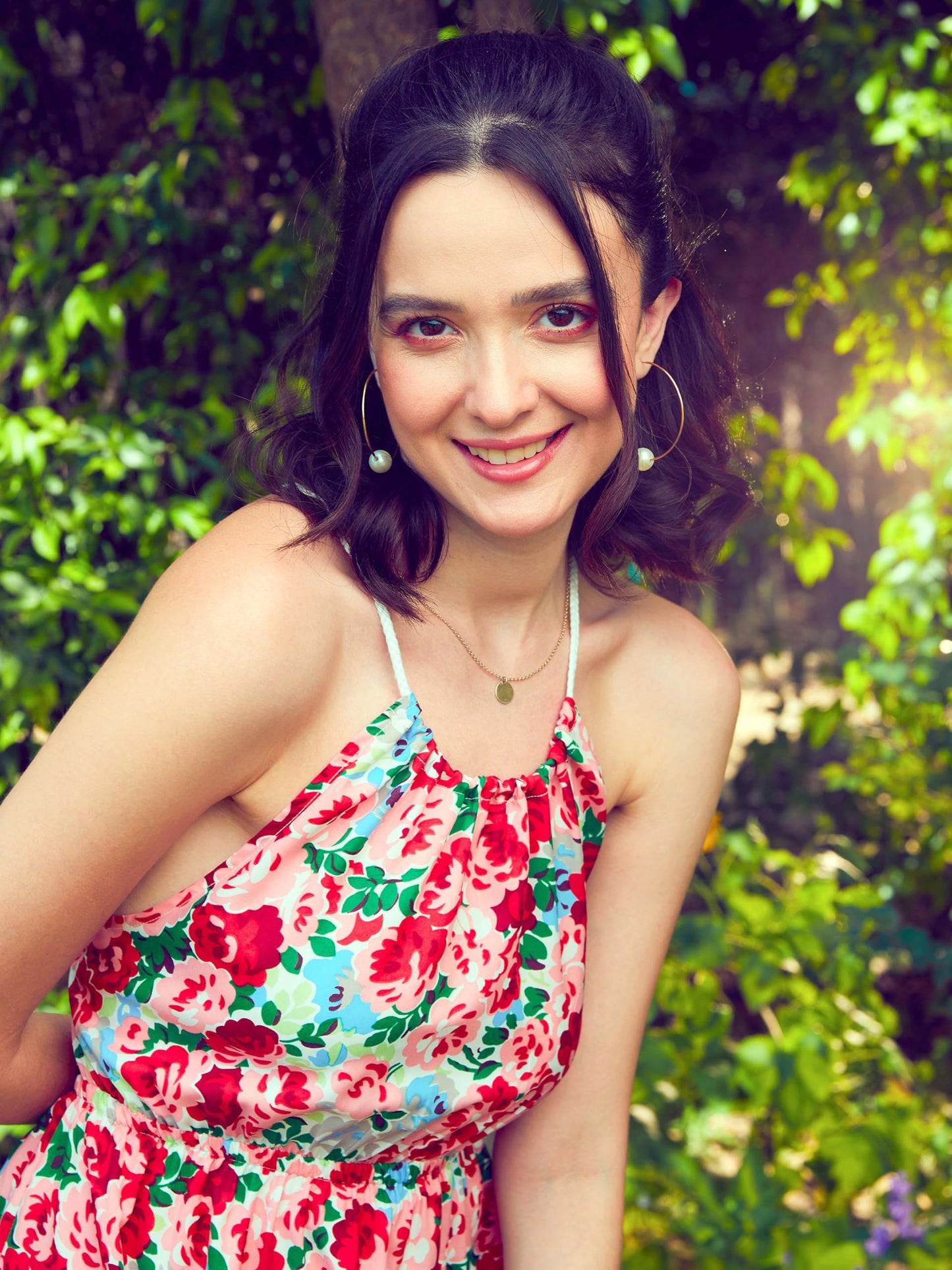 SASSAFRAS Women's Poly Crepe Maxi Full Length Casual Dress (SFDRSS11308_Red