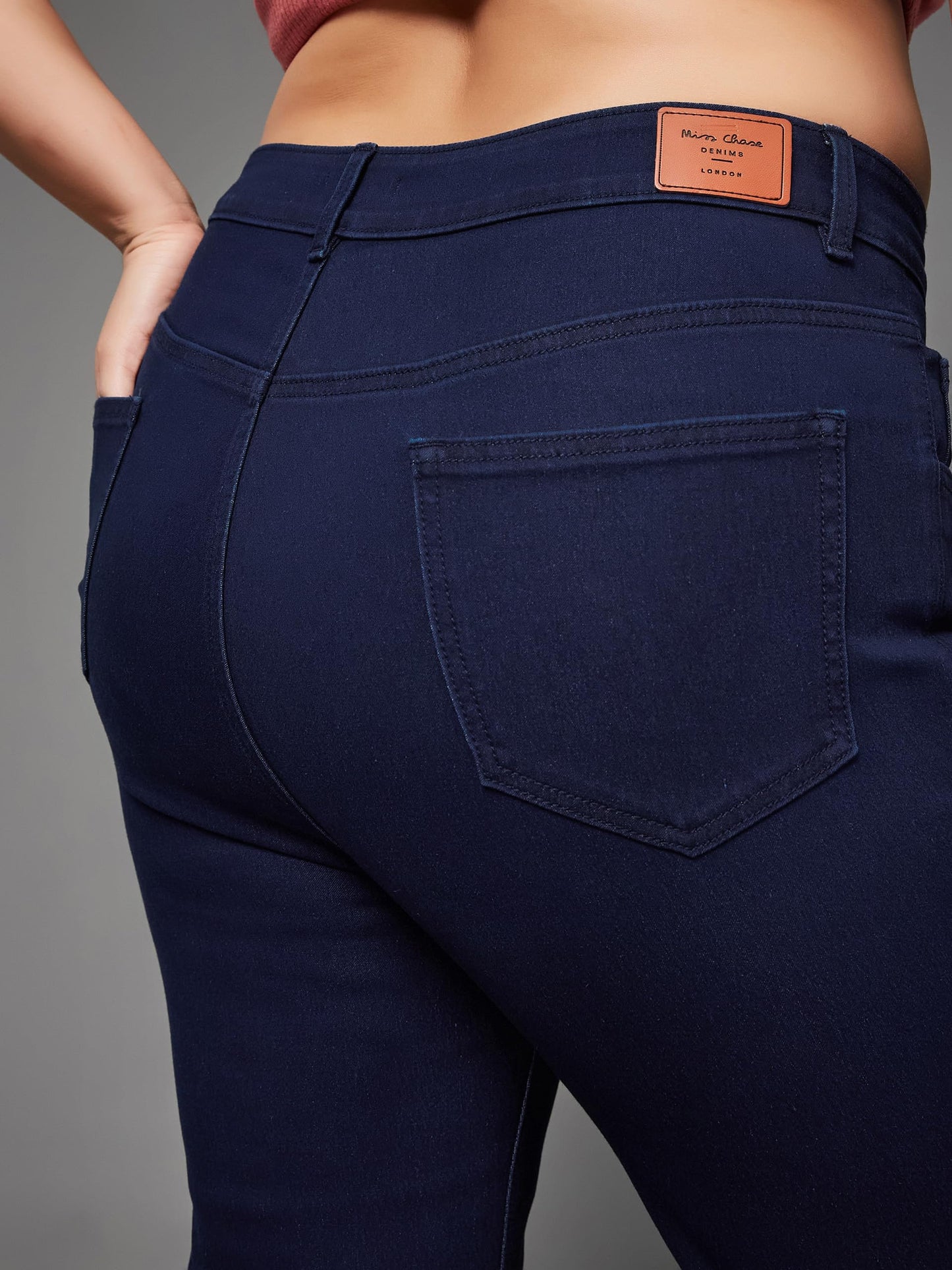 Miss Chase A+ Women's Bootcut High Rise Regular Length Stretchable Denim Jeans (APAW24DEN79-36-71-44, Navy Blue, 44)