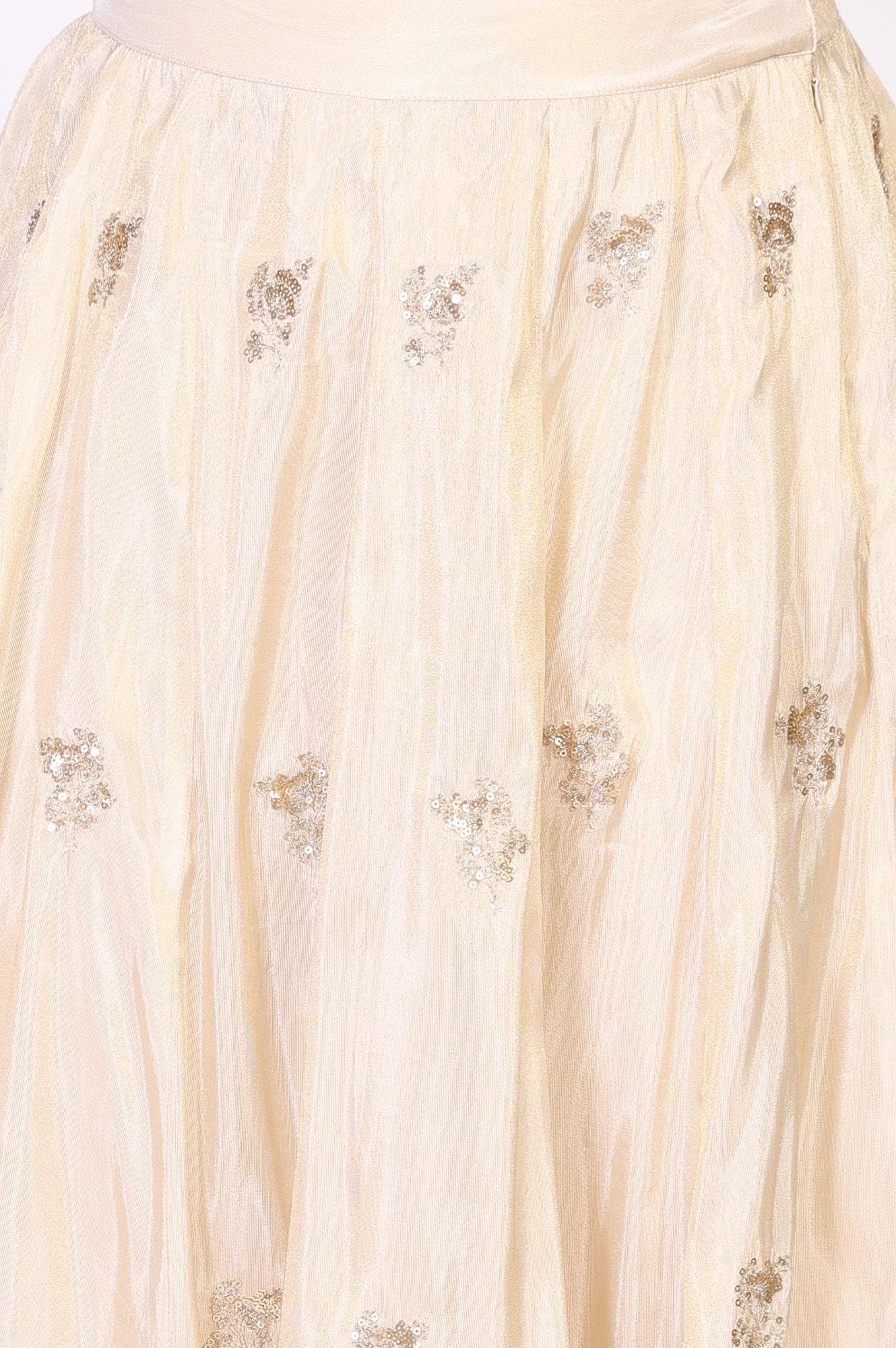 W for Woman Off-White Floral Sequin Work Flared Tissue Skirt (W50512-224656-L)