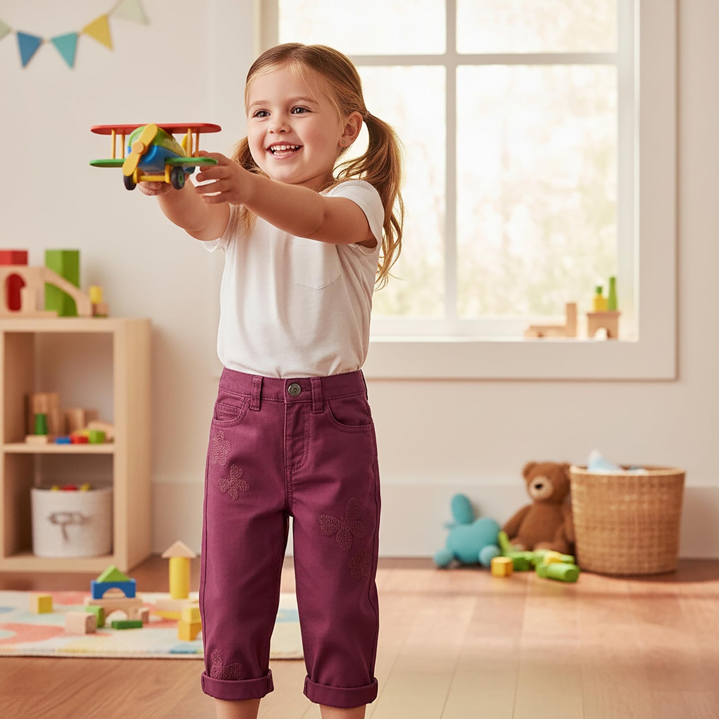 Mothercare Girls Toasted Petals Trousers - Purple