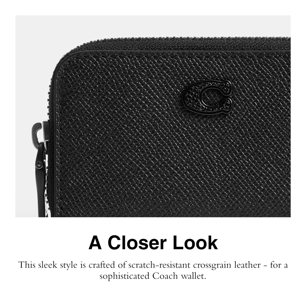 Coach Women's Small Zip Around Card Case, Black, One Size