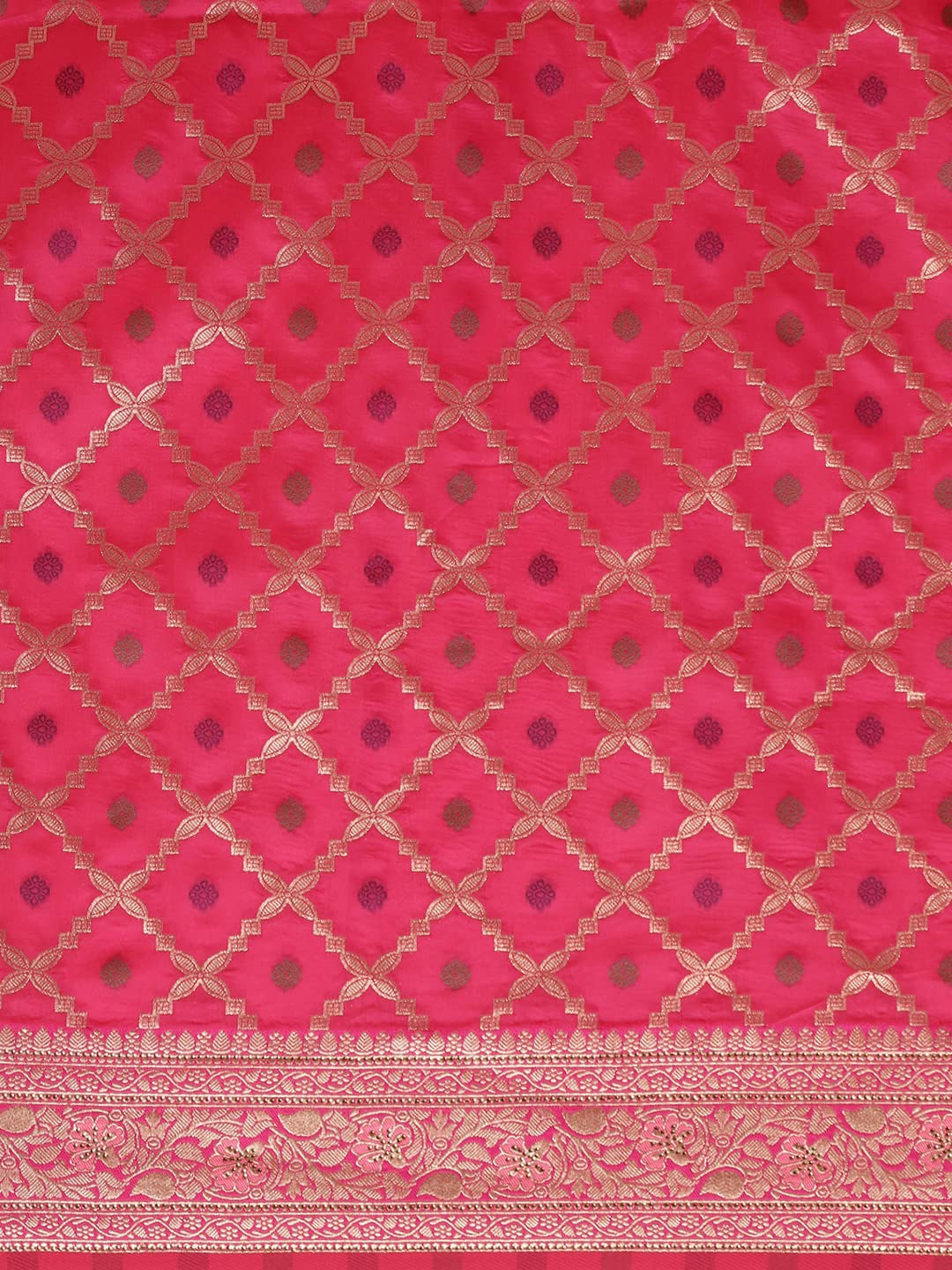 MOHEY Women's Machine Resham Blended Cotton Sarees (SB14845-414/425_Pink)