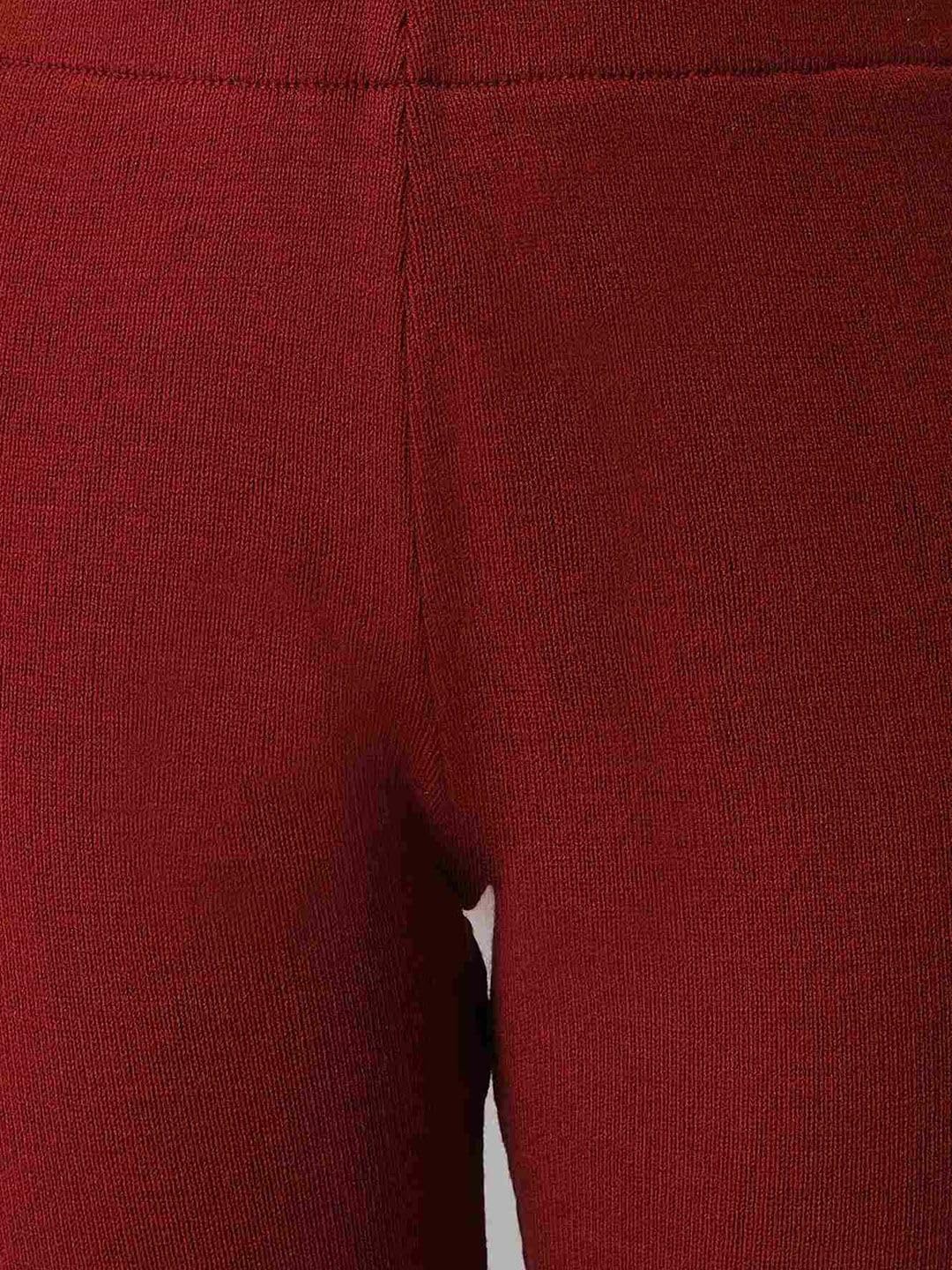 W for Woman Red Winter Knitted Leggings (Size: L)-24NOW62081-217480