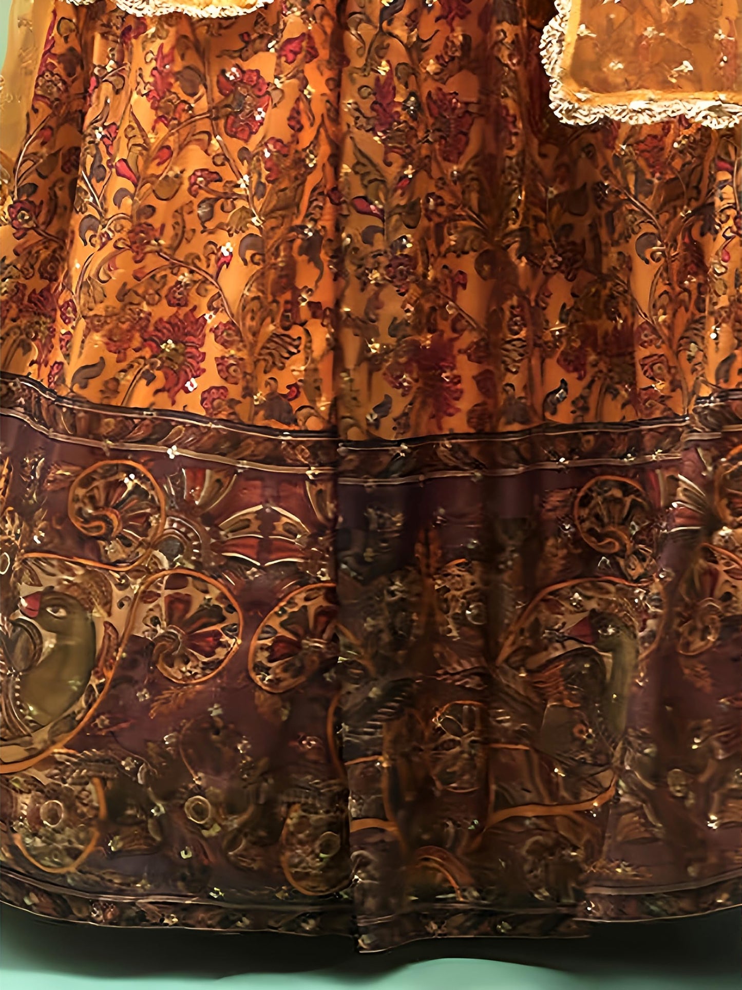 Zeel Clothing Women's Chinnon Silk Embroidered Semi-Stitched Lehenga Choli with Dupatta (106-Yellow-Wedding-Bridal-Latest-Lehenga; Free Size)