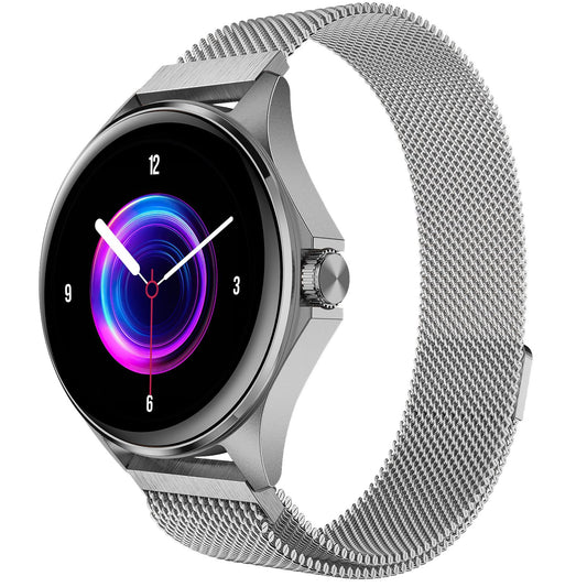 beatXP Nuke 1.32” Super AMOLED Display Bluetooth Calling Smart Watch, 466 * 466px, Metal Body, 500 Nits, 60Hz Refresh Rate, 100+ Sports Modes, 24/7 Health Tracking, IP67 (Silver with Metal Magnetic)