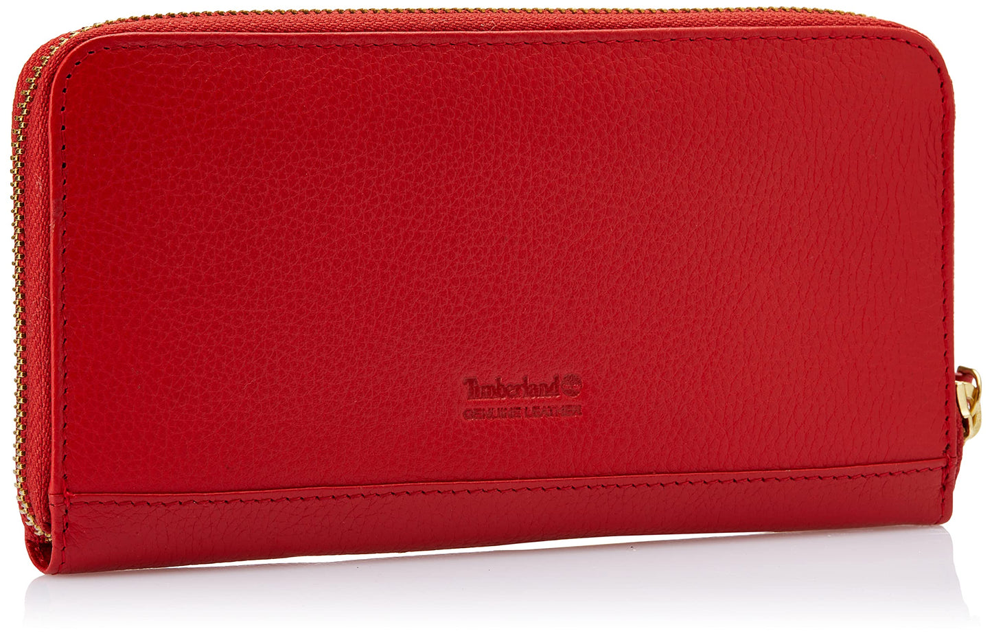 Timberland womens Leather RFID Zip Around Wallet Clutch with Wristlet Strap, Cherry (Pebble),One Size