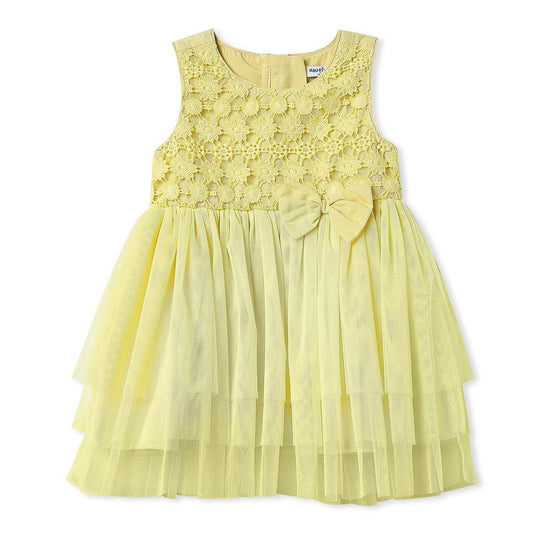 nauti nati Girl's Polyester A-Line Knee-Length Casual Dress (NNNGTW060066CW2_Yellow