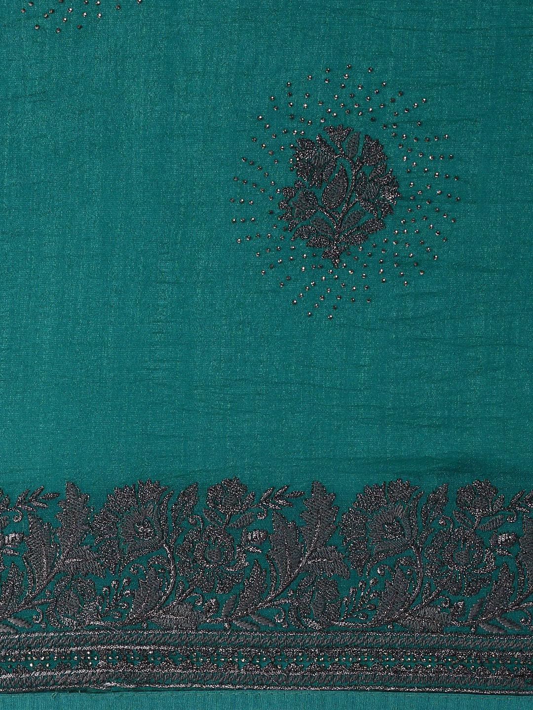 MOHEY Women's Art Silk Machine Resham & Zari Boota & Border Work Saree with Unstitched Blouse Piece - Green