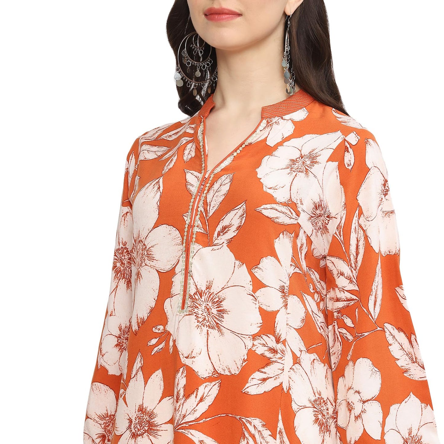 BIBA Women Printed Straight Mix and Match(WHIMSICA19661_Burnt Orange_38)