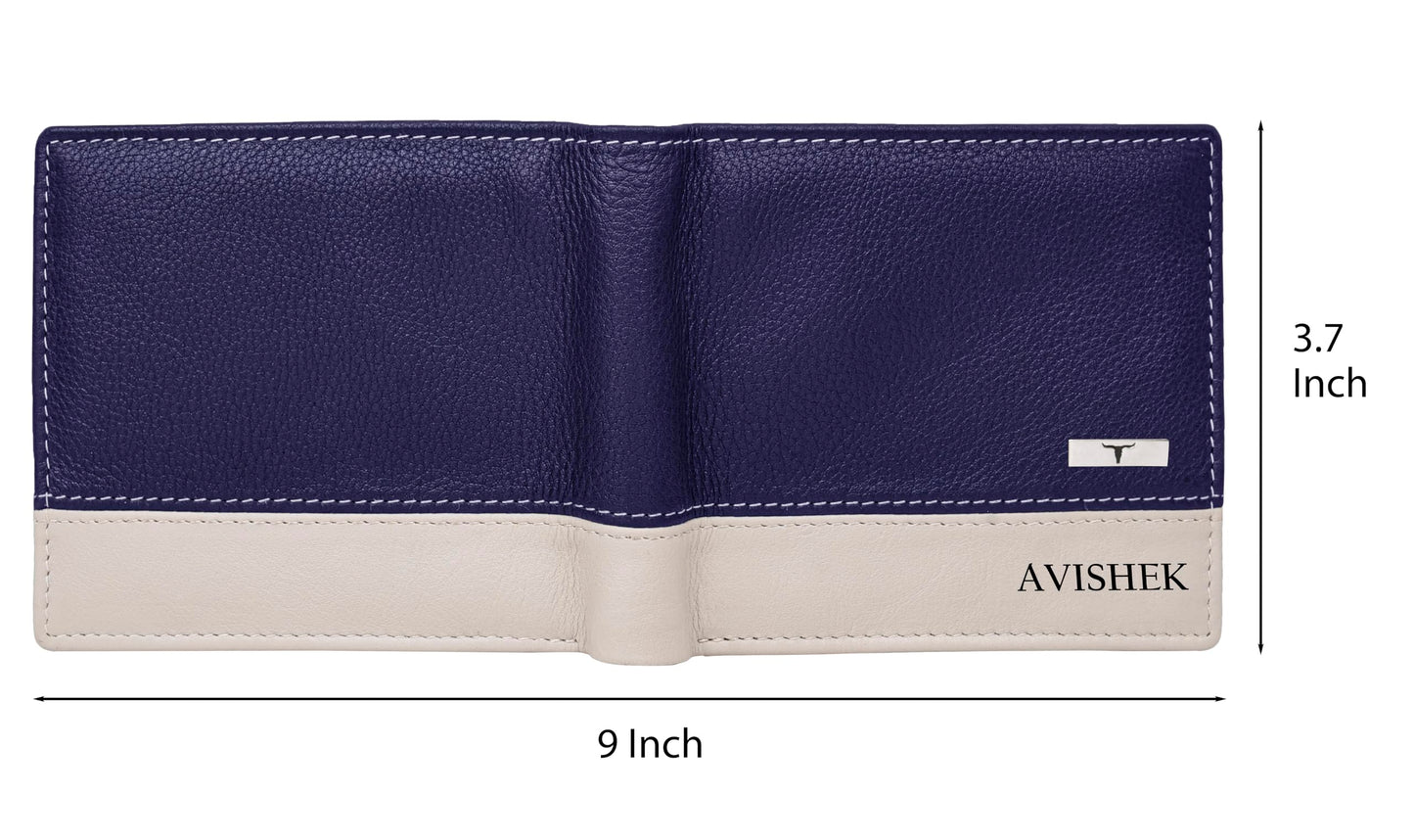 URBAN FOREST Samuel Custom Blue/Sand Leather Wallet for Men