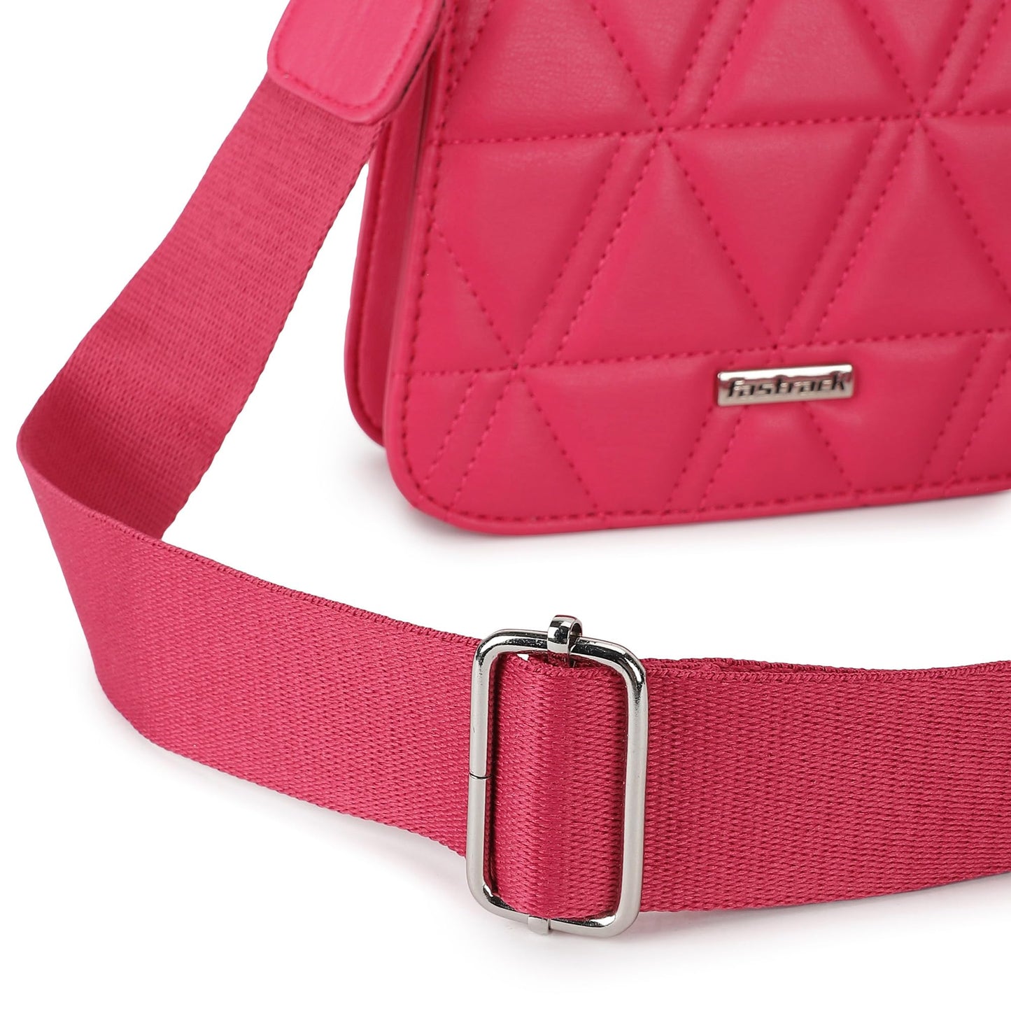 Fastrack Quilted pink Sling Bag for Women | Lightweight Crossbody with Adjustable Webbing Strap, Button Closure & Clean Stitch Detail | Everyday Carry for Casual Outings & Coffee Runs