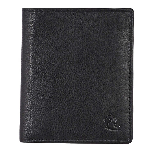 KARA Black Genuine Leather Wallet for Men - Vertical Bi Fold Men's Wallet with 8 Visiting Card Holder