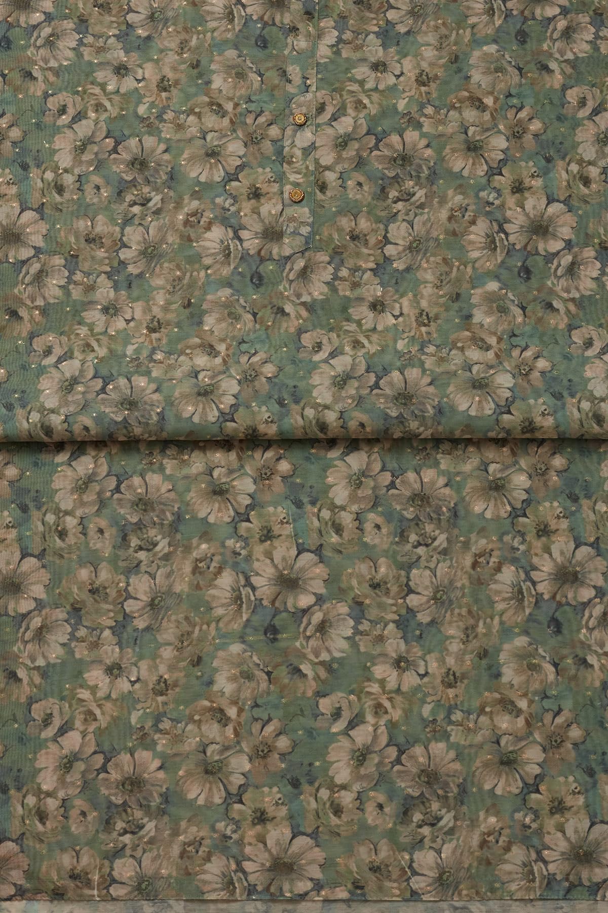 Soch Womens Olive Chanderi Floral Print Unstitch Dress Material