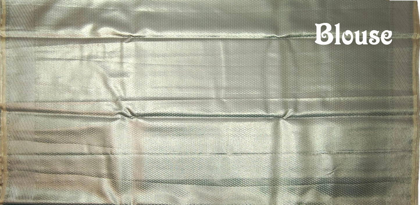 VFCollections Women's Kanchipuram Silk Pure Pattu Sarees With Blouse (VFC629-2)