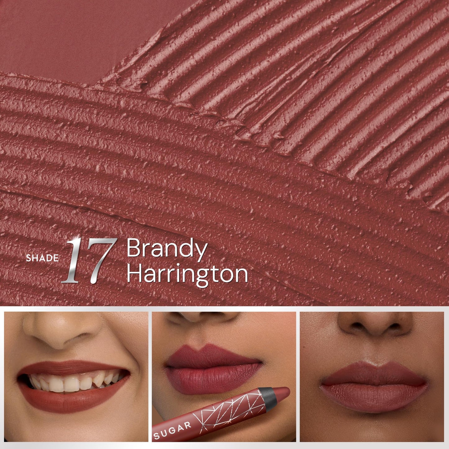 SUGAR Cosmetics Matte as Hell Crayon Lipsticks for Women | Lasts Up To 8+ Hours | Lip Crayon with Sharpener | 2.8gm - 17 Brandy Harrington (Anniversary Edition)