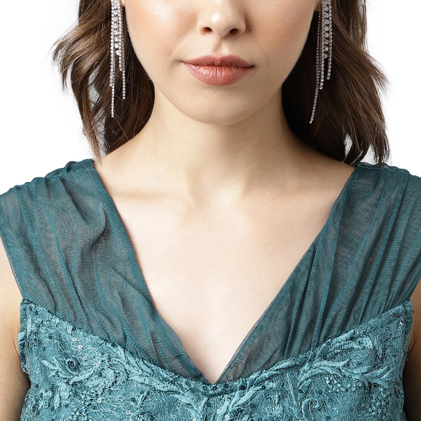 Latin Quarters Women's Sleeveless Polyester Maxi Dress Teal_M