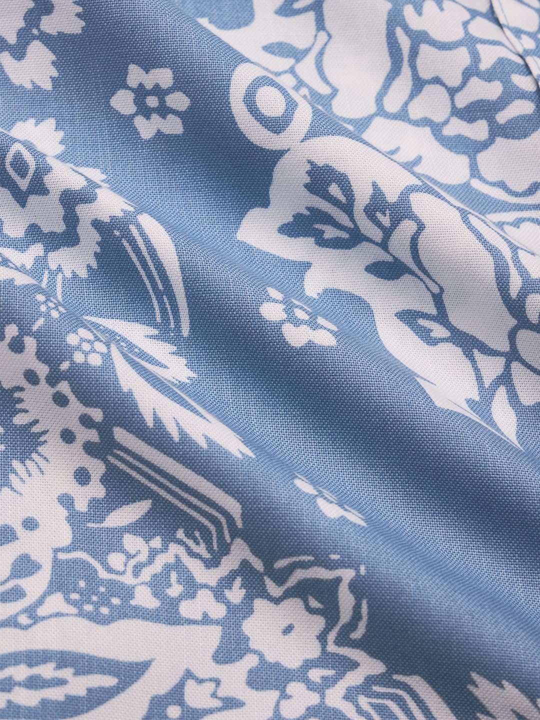 The Souled Store Wildflower Men and Boys Short Sleeves Collared Neck Button Front Blue All Over Printed Viscose Blend Holiday Shirts