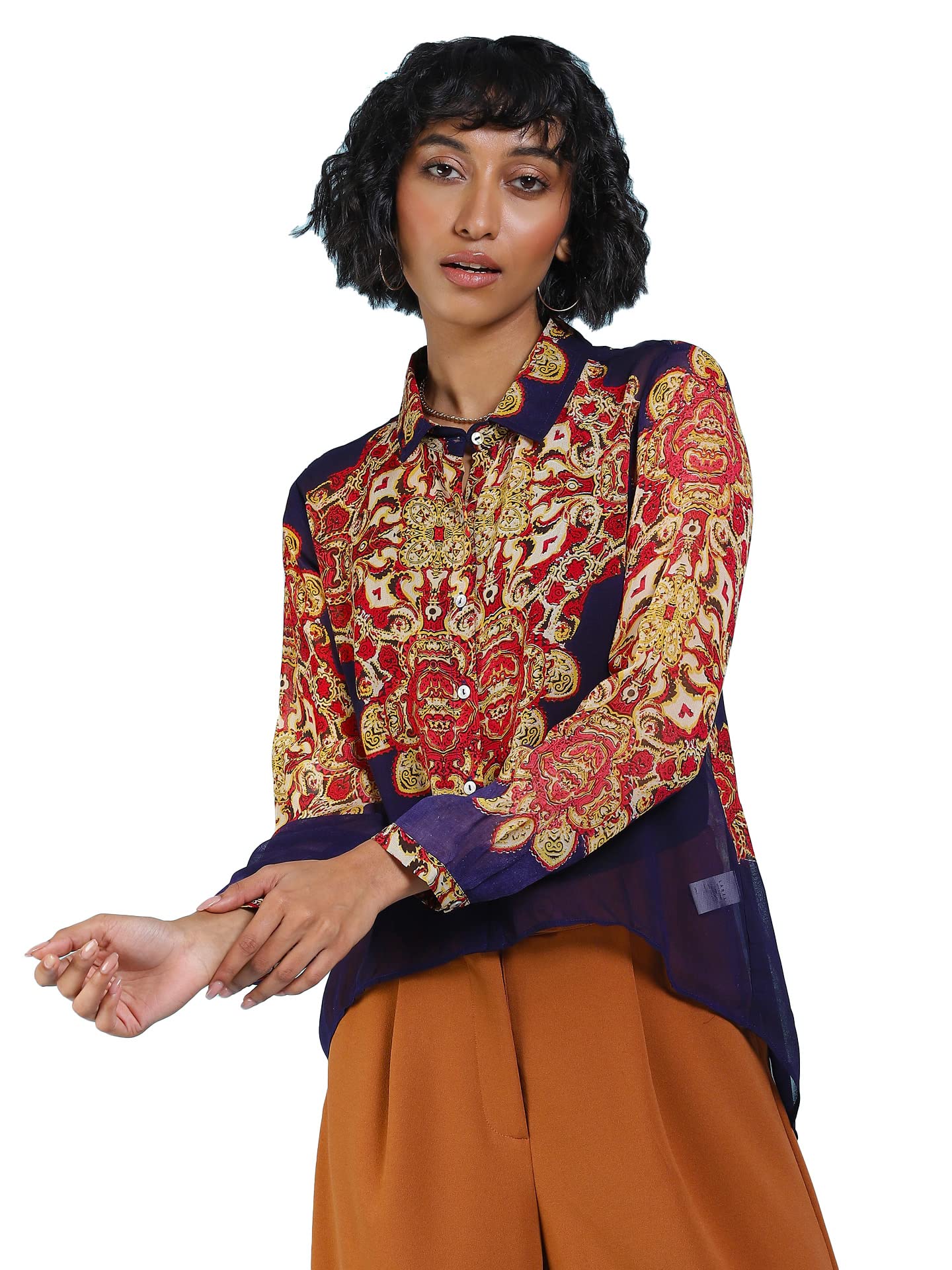 Label RITU KUMAR Women's Relaxed Fit Shirt SHTVGT01N29166861-NAVY-S