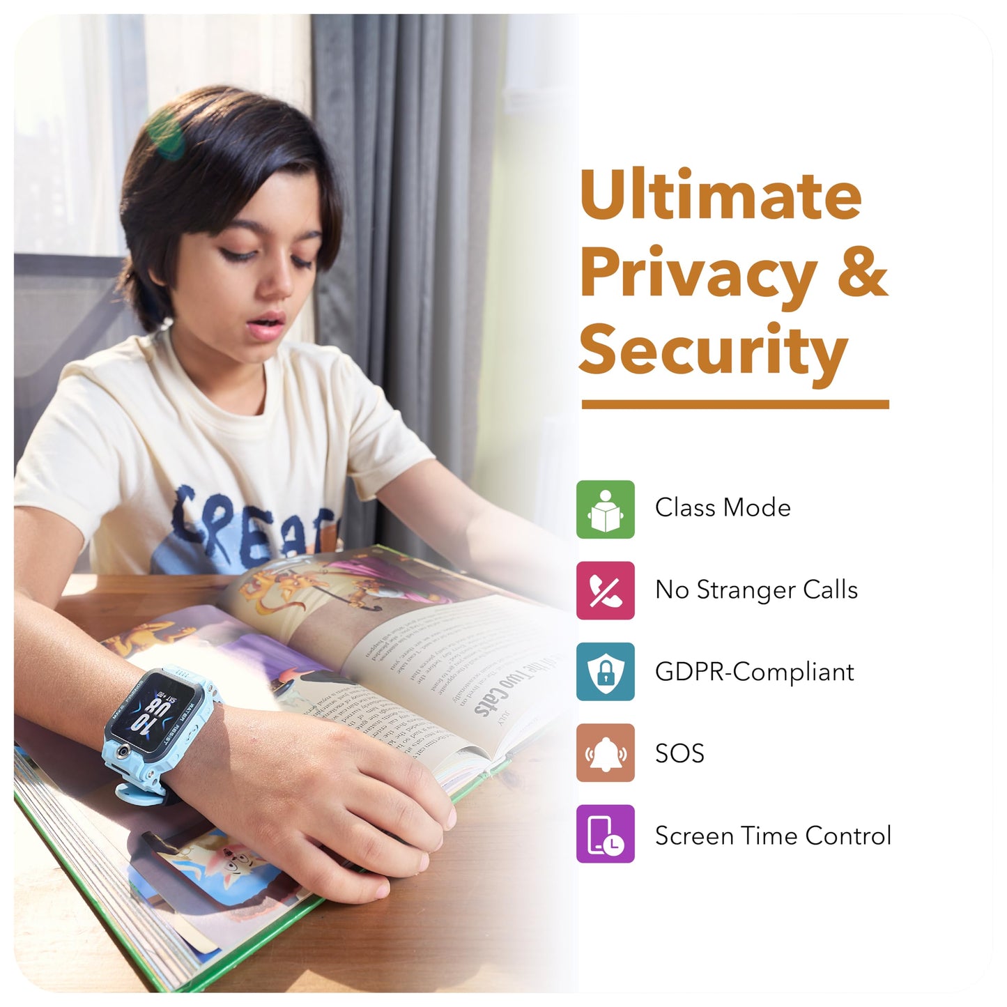 imoo Kids Watch Phone Z7 [4G Cellular + GPS + Health], 4G Smartwatch, HD Video & Voice Call, GPS Enabled with 14 Days Historical Track, Kids Emotion Detector, HeartRate, Body Temp., SPO2 (Blue)