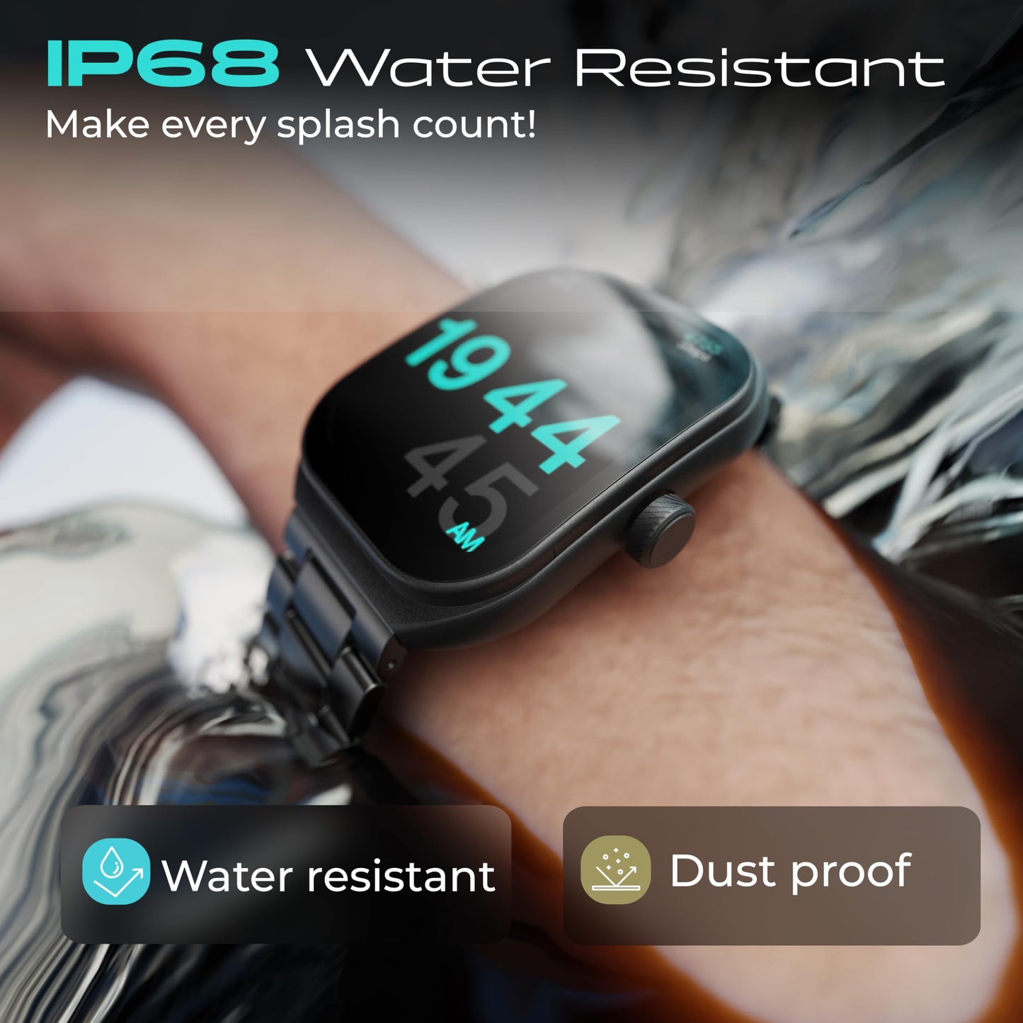 GOBOULT Trail Smart Watch 2.01'' 3D Curved HD Display, BT Calling, Working Crown, 190+Watchfaces, 500 Nits Brightness, AI Voice Assistant, SpO2 Monitoring, 120+ Sports Mode (Metal Black)